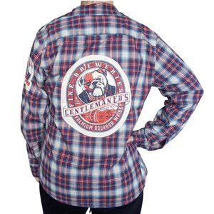 Gentleman Ed's Premium Bourbon Whiskey Shirt One of A Kind Upcyled sz M